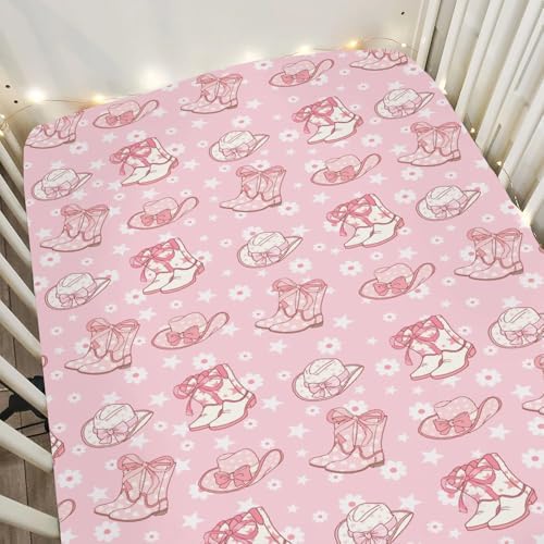 Pink Floral Bows Crib Sheet for Girl