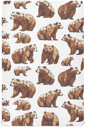 ALAZA Grizzly Bear Crib Sheets for Boys and Girls