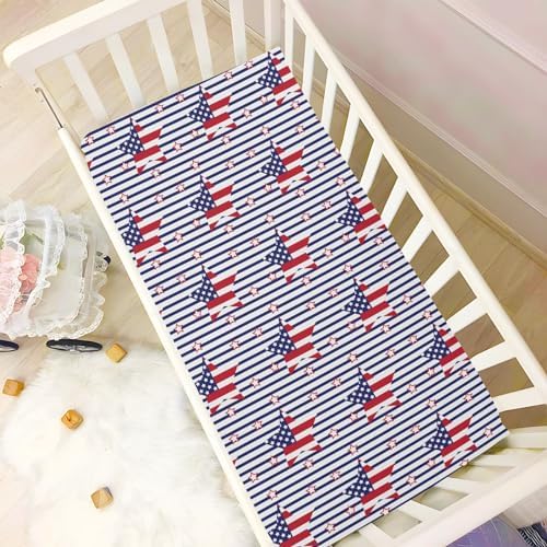 KICPOAY Fitted Crib Sheets with American Flag Pattern