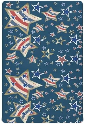 KICPOAY Crib Sheets USA Star Pattern Stretchy Playard Sheets for Baby