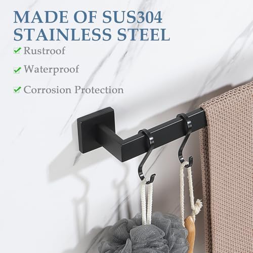 Alise 16 Inch Matte Black Towel Bar Stainless Steel