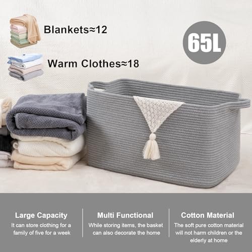 95L Cotton Woven Storage Basket for Baby Room