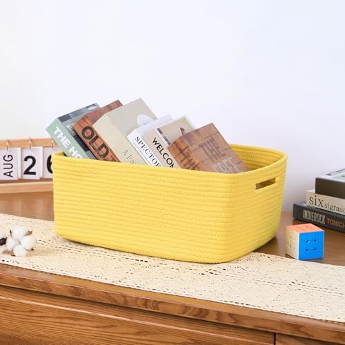 4-Pack Large Woven Storage Baskets for Clothes Toys 17x13x75 Yellow