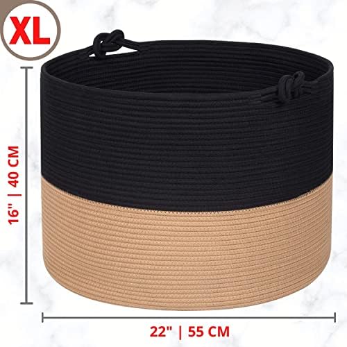 MINTWOOD Design Extra Large 22x16 Cotton Rope Storage Basket