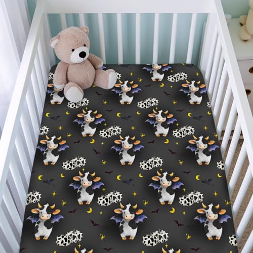 Halloween Cows Pumpkins Crib Sheet 52x28 Fitted Mattress Cover