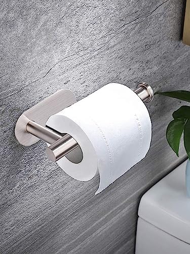 Silvery Adhesive Toilet Paper Holder with Extra Nano Tape
