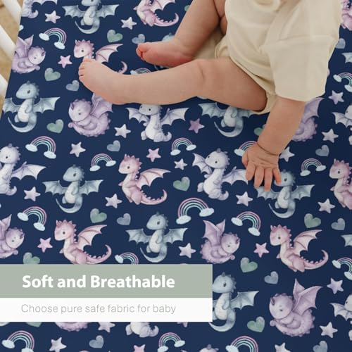 Cute Dragons Rainbow Baby Crib Sheet 28x52
