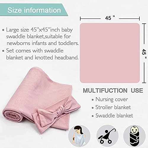 OWLOWLA Swaddle Blanket and Hat Set for Newborns Blush