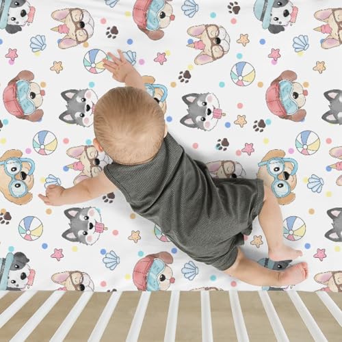 Cute Dog Pattern Crib Sheets 28x52 for Baby