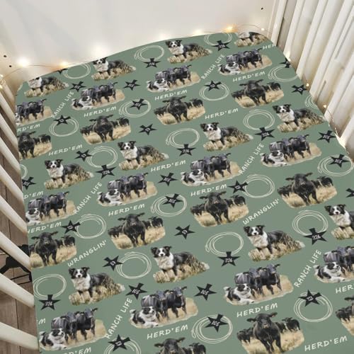 ZoUbqchY Herding Dogs Baby Crib Sheets 52x28 Inch