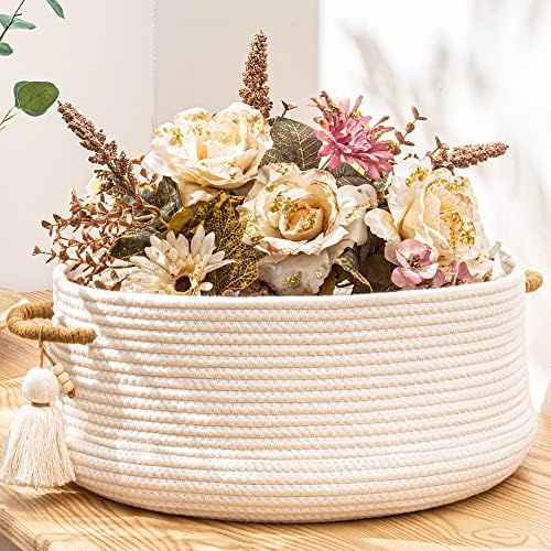 KAKAMAY Woven Cotton Basket Storage 16x8