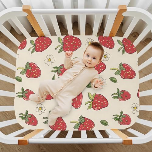 ALAZA Strawberry Berry Crib Sheets for Girls and Boys