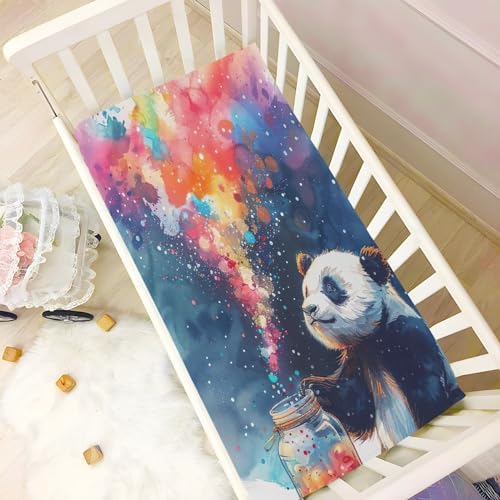 Wassud Panda Crib Sheets Breathable Pack and Play Set