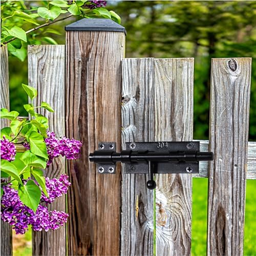 Kindoodos 63 Inch Black Slide Bolt Latch 2 Pack