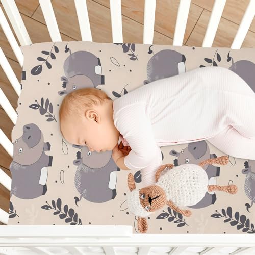 ALAZA Hippopotamus Crib Sheet for Girls and Boys
