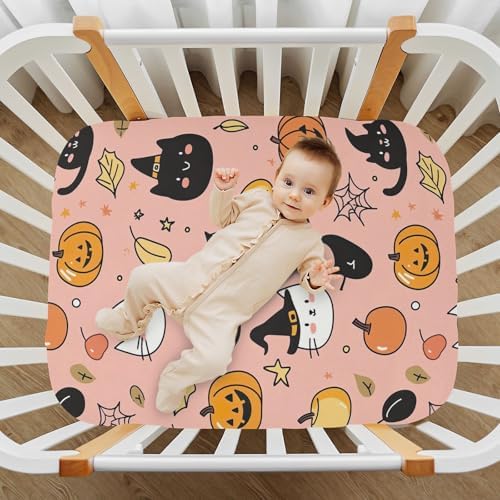 Wassud Halloween Pattern Crib Sheets 27x39 Inch Pack and Play Set