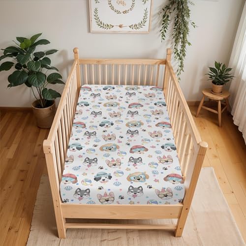 Cute Dog Pattern Crib Sheets 28x52 for Baby