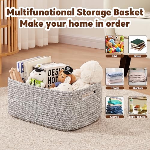 OIAHOMY 2 Pack Woven Storage Baskets for Shelves and Closets
