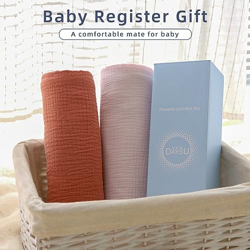 DaysU Muslin Swaddle Blanket 2 Pack - 47x47 Brown Lilac Ash