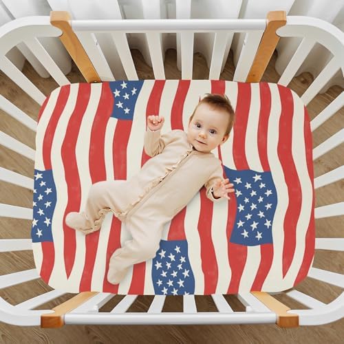 Gbjiemia Crib Sheets with US Flag Design