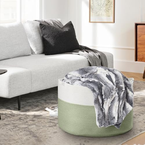 Extra Large Cotton Rope Basket - Green 236 x 236 x 141