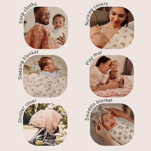 GLLQUEN BABY Muslin Swaddle Blankets 4-Pack 35x40