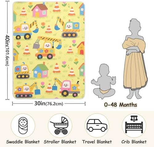 Sanluoli Baby Boy Blanket Yellow Cartoon Car 30x40in