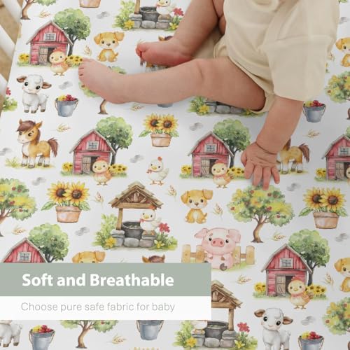 Sweet Farm Animals 28x52 Crib Sheet with Elastic Band