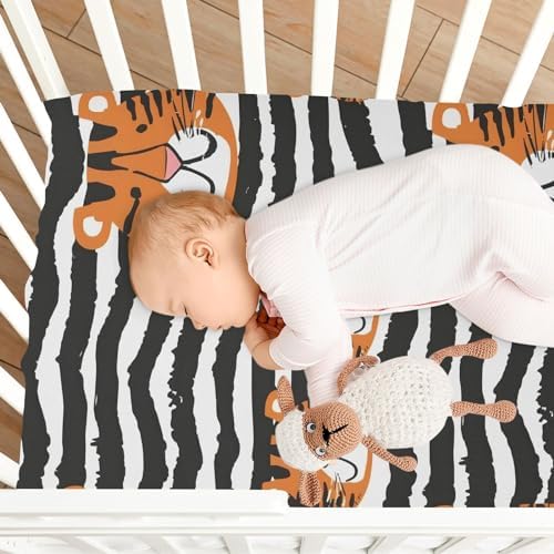 ALAZA Tiger Zebra Crib Sheets for Girls and Boys 1