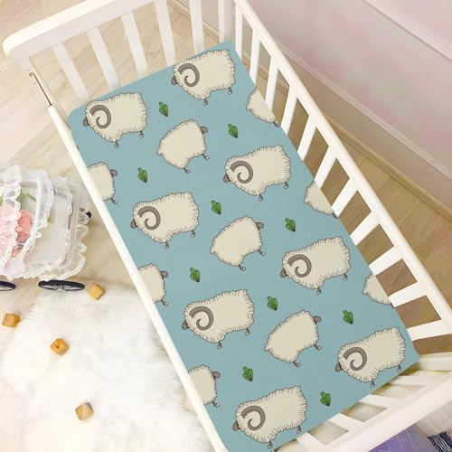 KICPOAY Sheep and Leaves Stretchy Crib Sheets