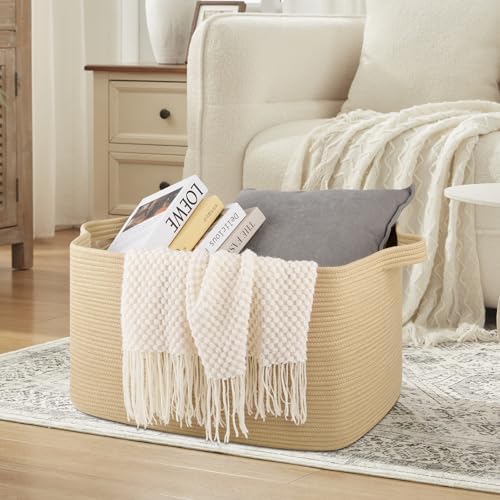 Extra Large 95L Woven Blanket Basket for Storage