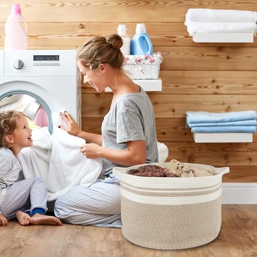 Large Woven Cotton Rope Storage Basket for Kids and Baby