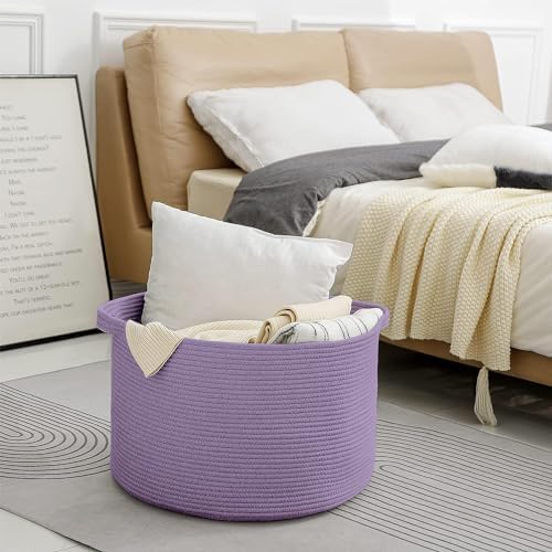 MEGASKET Purple Rope Storage Basket 22 X 14 Large Woven Bin