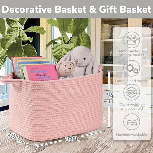 INDRESSME Pink Storage Basket - 13x10x9 Multipurpose Organizer