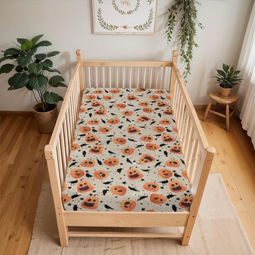 Halloween Pumpkin Crows Baby Crib Sheets 52x28