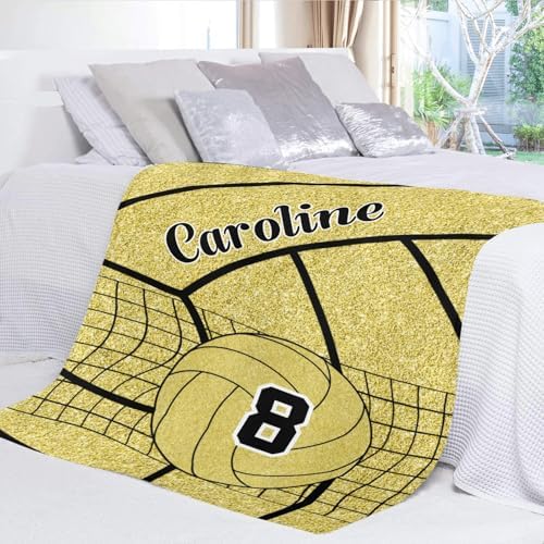 Personalized Gold Volleyball Baby Blanket with Name