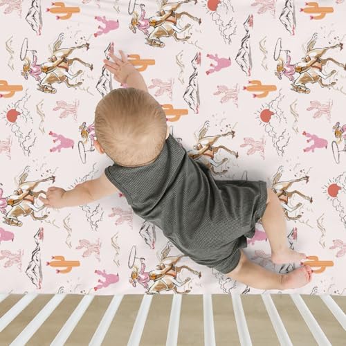 Cute Pink Cowgirl Baby Crib Sheets 52x28