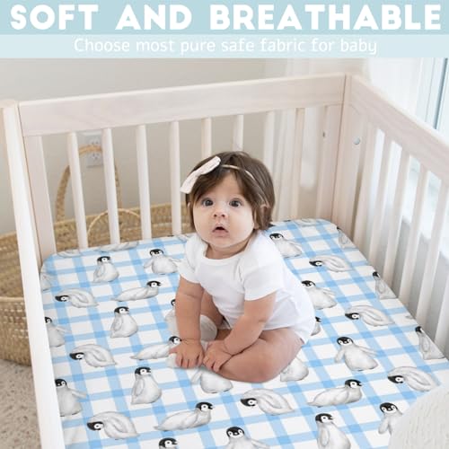 Watercolor Baby Penguins Crib Sheet 52x28