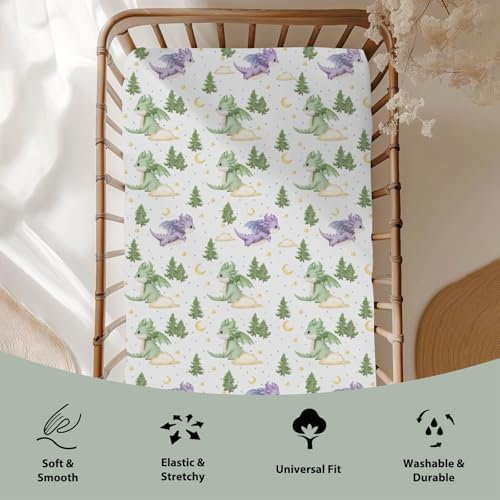 Fantasy Dragons Crib Sheets for Boy Girl 28x52 1