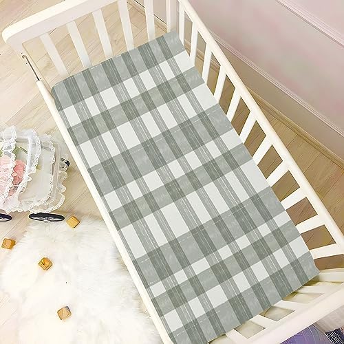 Caikeny Fitted Crib Sheet Sage Green Plaid