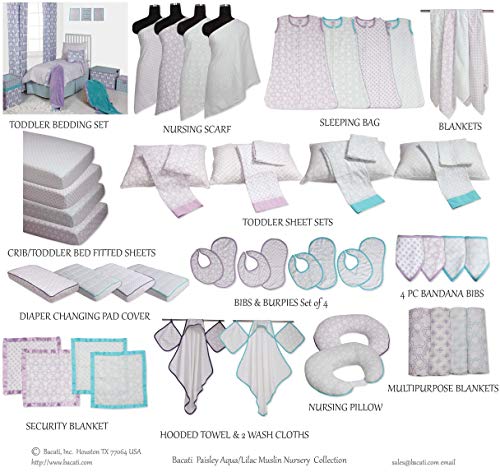 Bacati 4 Pack Swaddle Blankets - Soft Cotton Muslin for Baby Comfort
