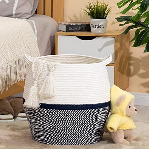 KAKAMAY 17x17 Cotton Woven Laundry Basket