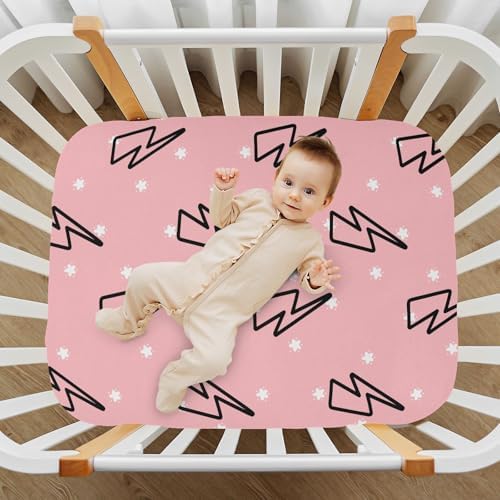 KICPOAY Doodle Lightning Bolt Star Crib Sheets 39x27in