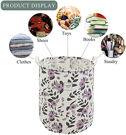 Mziart Foldable Laundry Basket with Handles Purple