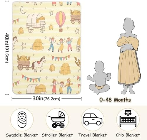 Custom Happy Farm Bunny Swaddle Blanket 30x40in