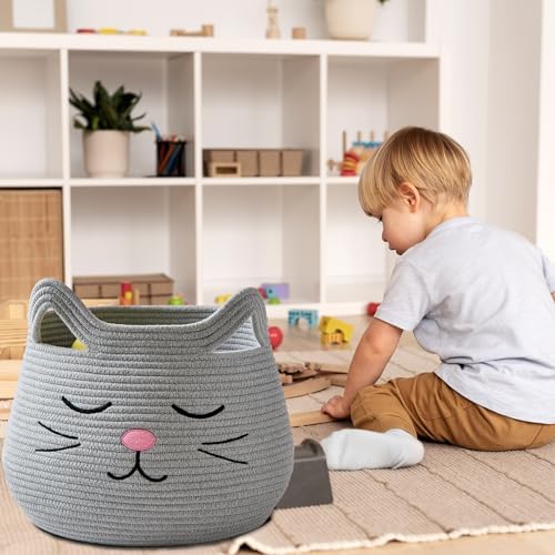 OMERAI Cotton Rope Animal Storage Basket with Handles