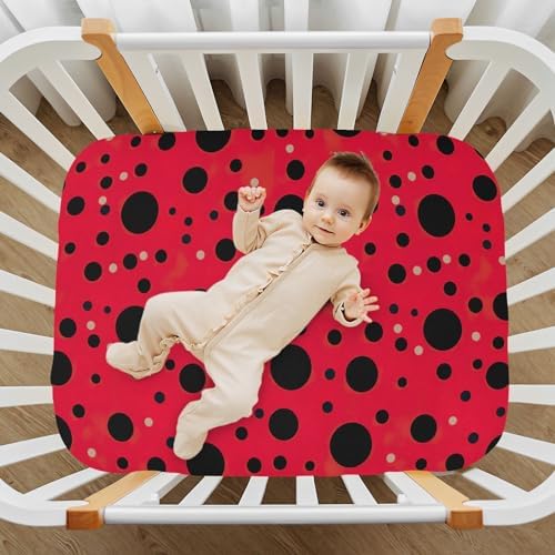 Wassud Red Dot Crib Sheets Set for Boys Girls