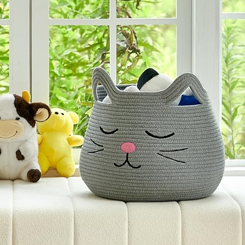OMERAI Cotton Rope Animal Storage Basket with Handles