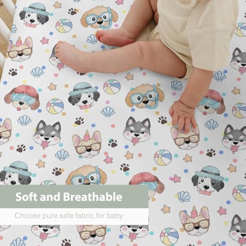 Cute Dog Pattern Crib Sheets 28x52 for Baby