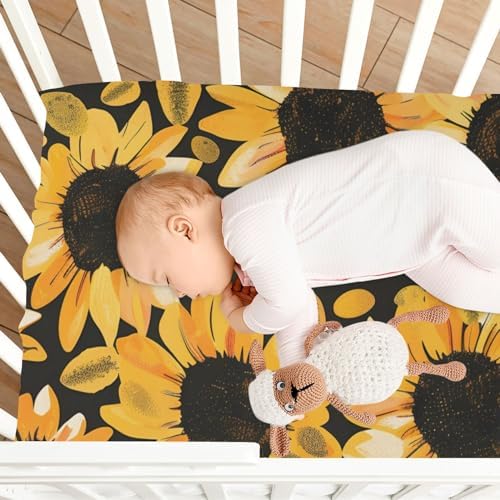 ALAZA Sunflowers Yellow Crib Sheets for Boys and Girls